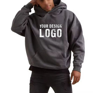 Street Casual Cotton French Terry No String Men's <b>Hoodie</b> High Quality Solid Color Heavyweight Oversized Hoodies For Men - Product Image 2