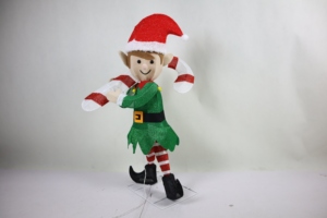 Luz LED Decorativa Navideña para Exteriores, Diseño de Duende 3D de 38 Pulgadas con Bastón de Caramelo - Product Image 2