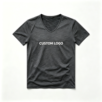 T-shirt personnalisable à épaules tombantes coupe carrée 100 % coton coupe courte col en V manches courtes extensible basique pour homme OEM Vente en gros
