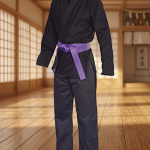 Pantalones de Karate Unisex para Adultos, 100% Algodón, Corte Regular, Duraderos, Color Liso Morado, Cinturón Incluido, Ropa de Artes Marciales - Product Image 3