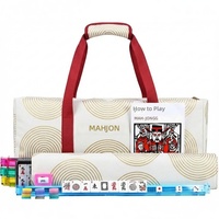 Sac de rangement en tissu Oxford style américain pour Mahjong, trousse de maquillage portable, ensemble de trois pièces, grande capacité, motif dessin animé