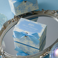 Boîte à bonbons élégante avec nœud en ruban pour fête de mariage printanière, emballage cadeau pour la fête des mères, boîte à bonbons de mariage facile à plier et à transporter