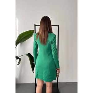 Wholesale Women's Green <b>Gold</b> <b>Buttoned</b> Jacket Dress - Product Image 1
