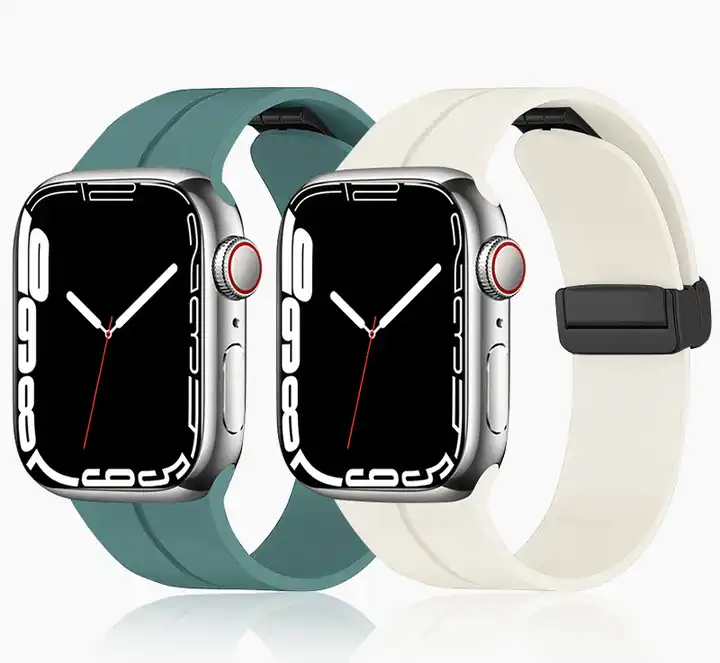 Folding Magnetic Silicone Strap Band For Apple Watch Series Ultra 8 7 6 5 4  3 SE
