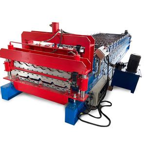 Automatische Metaal Gekleurd Staal Dubbellaags Metalen Dakpan Maken <span class=keywords><strong>Machine</strong></span> Trapezium Zink Dakplaat Rolvormmachine - Product Image 1