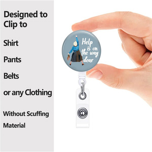 Fun nurse badge <b>clips</b> available now! Help is on the Way! Dear retractable name tag with easy-pull <b>buckle</b> wholesale. - Product Image 2