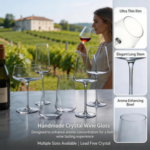 Bicchieri da Vino Josephine Trasparenti Fatti <span class=keywords><strong>a</strong></span> Mano, Calici in Cristallo Stile Tedesco Classico per Uso Domestico e Feste, Personalizzabili - Product Image 2