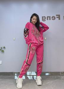 Alta classe manica lunga O collo bling diamante due pezzi da donna set da donna OC951 - Product Image 6