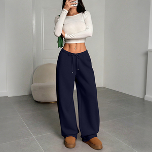 Pantalons de survêtement doublés en polaire pour femmes sur mesure, taille en V, jambes larges, pantalons de jogging d'hiver, pantalons de jogging chauds pour femmes - Product Image 3