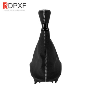 Poignée de levier de vitesses pour <span class=keywords><strong>Peugeot</strong></span> 207 <span class=keywords><strong>307</strong></span> 406 Citroën C3 C4 C5, en <span class=keywords><strong>cuir</strong></span> cousu noir, rouge, bleu, blanc - Product Image 4