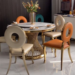 Mármol Artificial ligero de lujo, muebles de Hotel de tamaño 130x130, gran mesa redonda transparente, venta al por mayor - Product Image 3