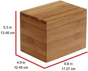 Modern Square Bamboo Office Organizer <strong>Recipe</strong> <strong>Box</strong> with Divider Eco-Friendly 6.80" W X 4.90" D X 5.10" H - Product Image 5