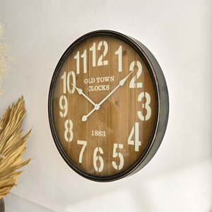 Horloge murale ronde en métal INNOVA Home Decor, style rustique, pour salon, quartz, 60 cm, affichage à aiguilles, style antique, plaque de 30 mm d'épaisseur - Product Image 2