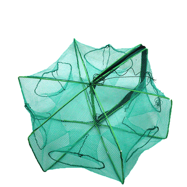 New Fishing Cage Foldable Shrimp Cage Nylon Mesh Fishing Trap Minnow Lobster Aquaculture Cage