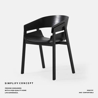 Fauteuil créatif en bois massif et cuir avec dossier et assise rembourrée, chaise de salle à manger moderne et minimaliste pour la maison, les restaurants et les cafés