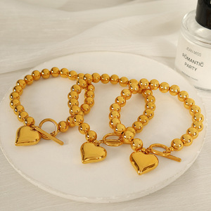 Bracelet en or en forme de cœur, en alliage de zinc, bijoux de fête pour femmes SL84 - Product Image 1