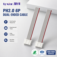PH2.0 6P Doppelendiges Flachbandkabel 2,0mm Rastermaß Steckverbinder Kabelbaum Fabrik OEM Kundenspezifisches Elektronisches Flachbandkabel