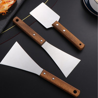 Manche en bois en acier inoxydable Outils de cuisine Ustensiles de cuisine Pelle Pancake Egg Turner Teppanyaki Steak Spatule