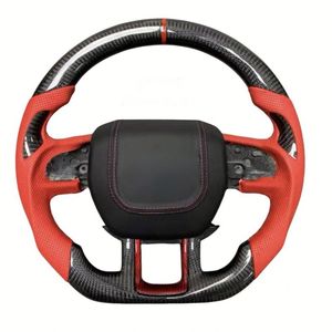 Volant de direction en fibre de carbone véritable à fond plat pour Land Rover Range Rover Discovery Sport, amélioration et personnalisation en alcantara <span class=keywords><strong>rouge</strong></span> - Product Image 3