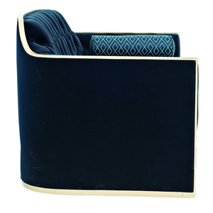 Sofá de Terciopelo Azul Moderno y Lujoso con Respaldo Acolchado para Sala de Estar, Muebles para Recepción de Hotel - Product Image 6