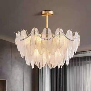 Luminaire suspendu moderne <span class=keywords><strong>en</strong></span> cuivre et verre personnalisable pour hôtel, <span class=keywords><strong>plume</strong></span>, décoration intérieure, salon, salle à manger, lampe de plafond - Product Image 4