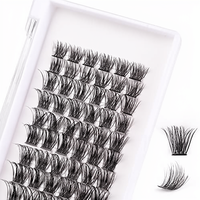 Kit de cils en grappe DIY pré-mappés, extensions de cils synthétiques effilées et volumineuses, tige en coton noir, épaisseur 0,05 mm, réutilisables