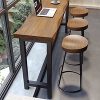 Table de bar rectangulaire en bois massif Cow and Cow avec plateau en pin, pieds hauts et bas, pour balcon et usage domestique