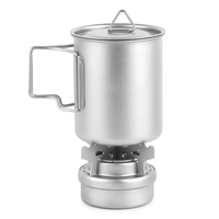 Réchaud de randonnée portable en titane ultraléger Rover Camel Travel pour camping et randonnée, avec support, pour alcool liquide
