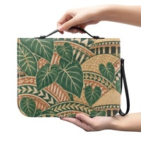 Housse de Bible personnalisée avec imprimé botanique tropical Taro Fale Weave et fermeture éclair, idéale pour les voyages quotidiens, l'église, le shopping et les cadeaux