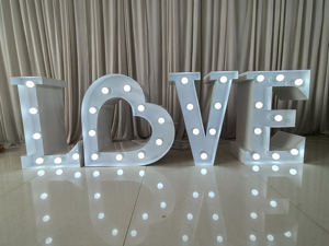 Ampoule LED blanche style simple FURUN, lettre d'amour, taille personnalisée, décoration de mariage en métal, miroir à mille couches, intérieur - Product Image 6