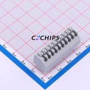 MX250-3.5-10P-B-GY01-Cu-A Spring Terminal Block P=3.5mm Connector ( Construction: 1x10P )( Pitch: 3.5mm )( Color: Gray ) - Product Image 1