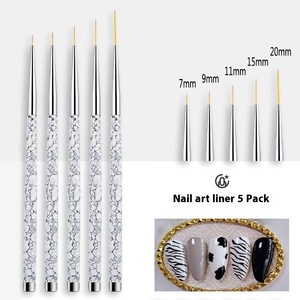 Lot de 5 pinceaux à ongles en céramique blanche avec manche acrylique, transparents, pour peinture, dessin et détails, outils de manucure et nail art en gros - Product Image 1