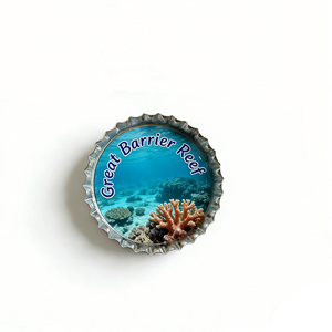 Aimant de réfrigérateur personnalisé en métal créatif, motif Bouchon de bouteille, Grande Barrière de Corail, Pompei, <span class=keywords><strong>Andorra</strong></span>, Cappadocia, Zagreb - Product Image 2