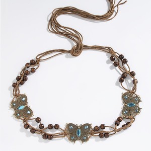 <span class=keywords><strong>Ceinture</strong></span> tressée à nœuds style bohème avec strass papillon, style ethnique fait main, pour les vacances décontractées, en alliage - Product Image 3