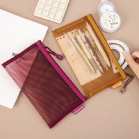 Trousse à crayons transparente en maille avec fermeture éclair X415, trousse scolaire pour étudiants, sac à crayons, sac à dossiers A6