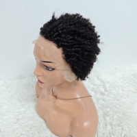 Promotion Letsfly : Perruques sans colle à prix réduit, coupe courte afro kinky pixie, cheveux humains Remy, perruque frontale en dentelle transparente 13x4, vente en gros
