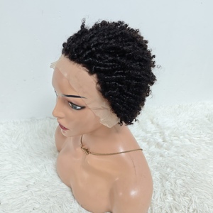Promoción Letsfly: Peluca Afro Rizada Corta Pixie sin Pegamento, Cabello Humano Remy, Peluca Frontal de Encaje Transparente 13x4, Venta al por Mayor, $24.6 - Product Image 3