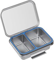 Boîte à lunch en métal AOHEA pour enfants, boîte à bento en acier inoxydable à 2 compartiments, boîte à lunch scolaire, boîte à bento pour enfants et adultes