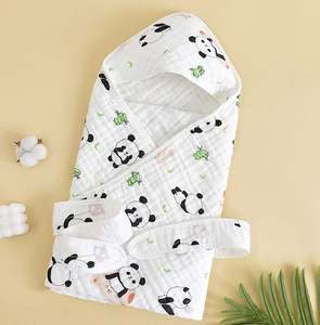 Wholesale Babys Cute Cartoon Pattern <b>Swaddle</b> Wrap Baby Hooded Towel 90*90CM - Product Image 6