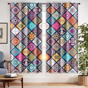 Cortinas Bohemia Coloridas de Estilo Vintage, Cortinas de Ventana con Diseño Mandala Boho para Habitación o Dormitorio, 2 Paneles - Product Image 3