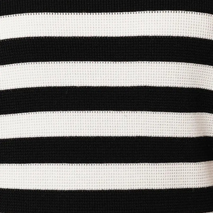Customized Classic <strong>Black</strong> <strong>and</strong> <strong>White</strong> <strong>Stripe</strong> Relaxed Waffle Knit T-shirt Fashion Contrast Wide <strong>Stripe</strong> <strong>Long</strong> <strong>Sleeve</strong> Knit <strong>Top</strong> - Product Image 3