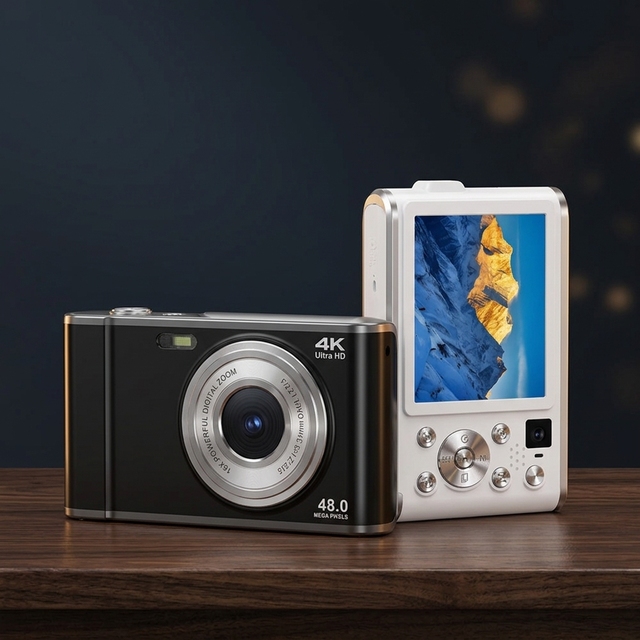 Entry Level 48MP 4K Vlog Camera Dual Display, 2.88" IPS 16X Zoom AF Macro Type-C Gift for Kids