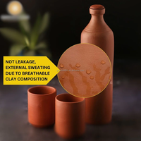 Ensemble bouteille d'eau et gobelet en terre cuite avec liège Orange récipient d'eau en argile en céramique avec tasse bouteille d'eau en argile