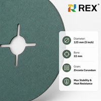Disque en fibre de corindon zirconium Satorex 125x22mm certifié ISO9001 BSCI pour le meulage intensif de l'acier inoxydable et des métaux