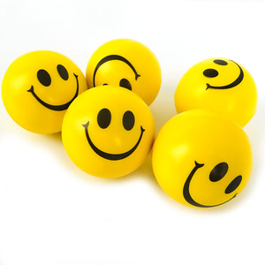 high quality custom logo smile face pu foam stress ball keychain