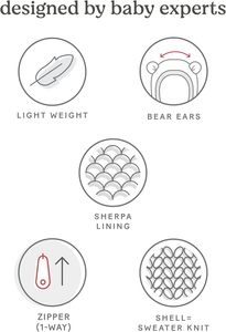 Veste à capuche zippée unisexe pour bébé, doublée en polaire, brodée, avec motif matelassé en losanges - Product Image 6