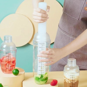 Portable PC Bubble Tea Beverage Shake Cup 500ml/700ml/1000ml with <strong>Measuring</strong> Scale and Stainless Steel Pressure Juicer - Product Image 6