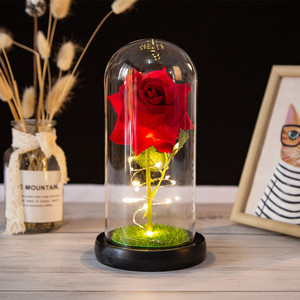 Rose éternelle de la <span class=keywords><strong>belle</strong></span> <span class=keywords><strong>et</strong></span> la <span class=keywords><strong>bête</strong></span> dans un dôme en verre, fleurs artificielles, LED pour anniversaire, mariage, saint-valentin, cadeau de noël - Product Image 3