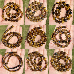 AAA + <span class=keywords><strong>pierre</strong></span> d'oeil de tigre jaune naturel rond Rondelle Cube à facettes coeur puce perles pour la fabrication de bijoux bracelets à bricoler soi-même collier 15" - Product Image 4