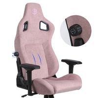 Chaise de jeu ergonomique pivotante à dossier haut en tissu rose Executive Racing, avec revêtement imperméable et anti-taches